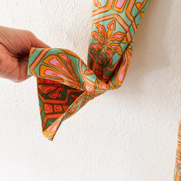 Show Me Your MuMu Womens Pink & Green Clara Silky Mini Dress - Picture 6 of 10